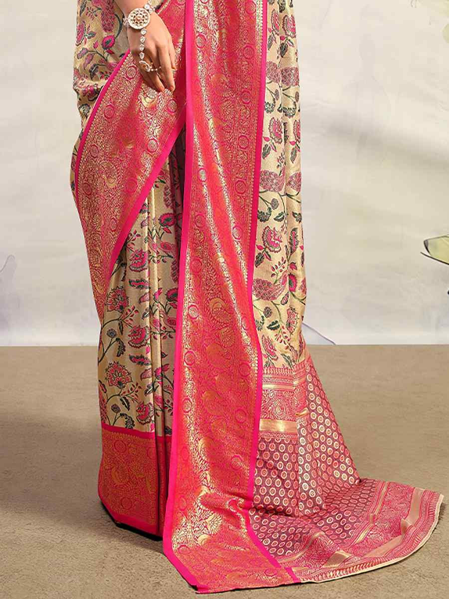 Multi Pure Dharmavaram Silk Handwoven Festival Wedding Heavy Border Saree