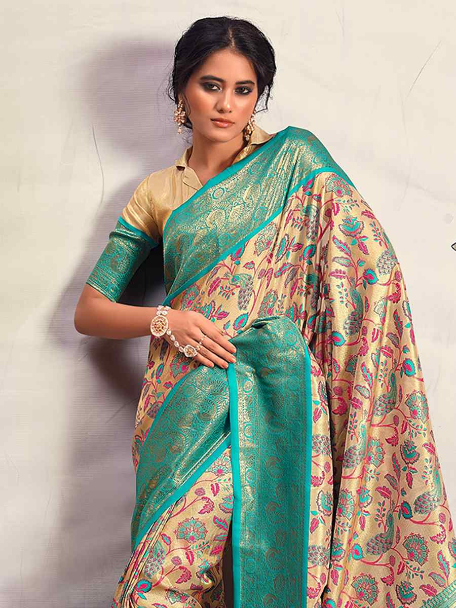 Multi Pure Dharmavaram Silk Handwoven Festival Wedding Heavy Border Saree