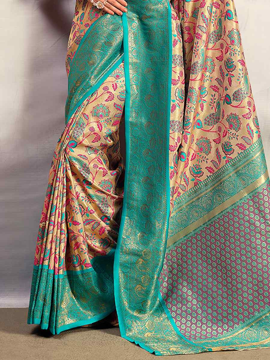 Multi Pure Dharmavaram Silk Handwoven Festival Wedding Heavy Border Saree