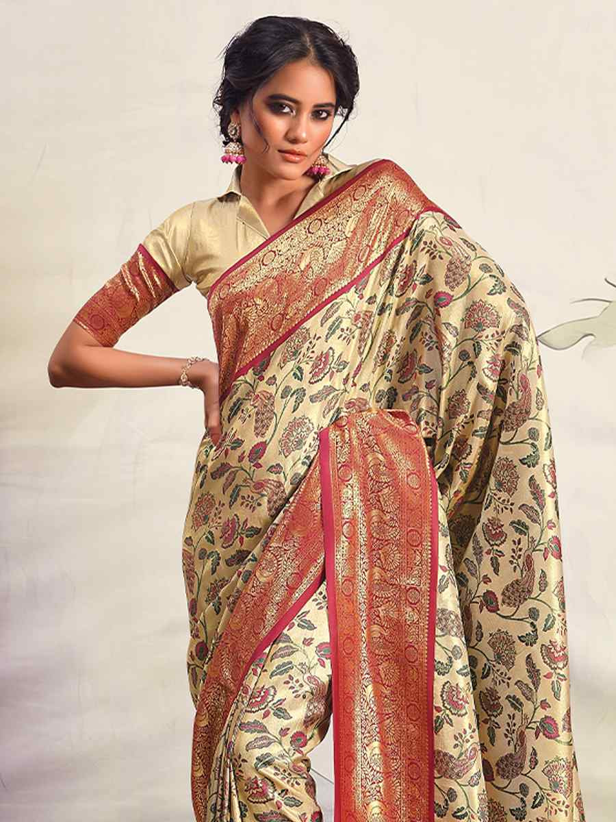 Multi Pure Dharmavaram Silk Handwoven Festival Wedding Heavy Border Saree