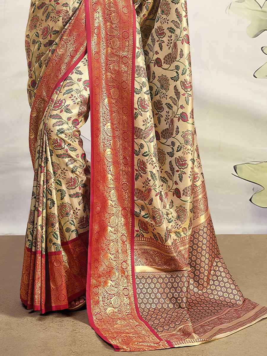 Multi Pure Dharmavaram Silk Handwoven Festival Wedding Heavy Border Saree