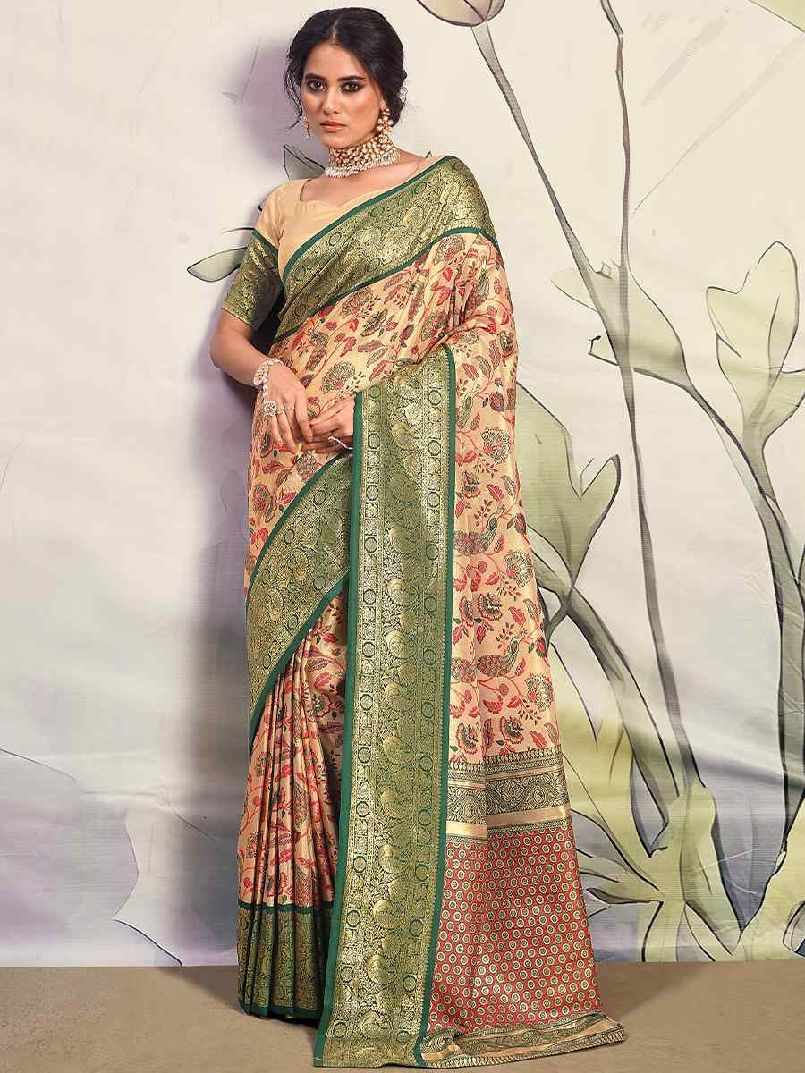 Multi Pure Dharmavaram Silk Handwoven Festival Wedding Heavy Border Saree