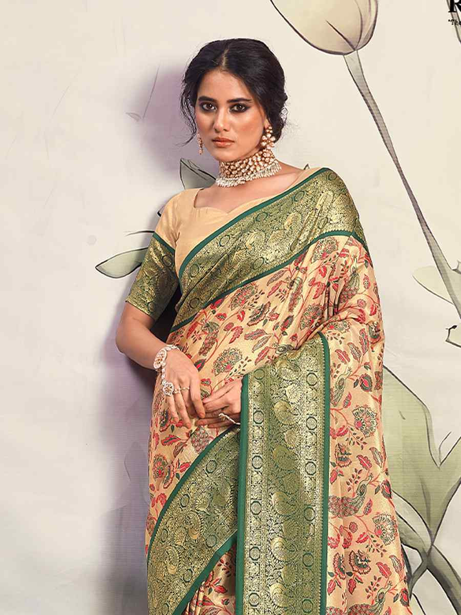 Multi Pure Dharmavaram Silk Handwoven Festival Wedding Heavy Border Saree