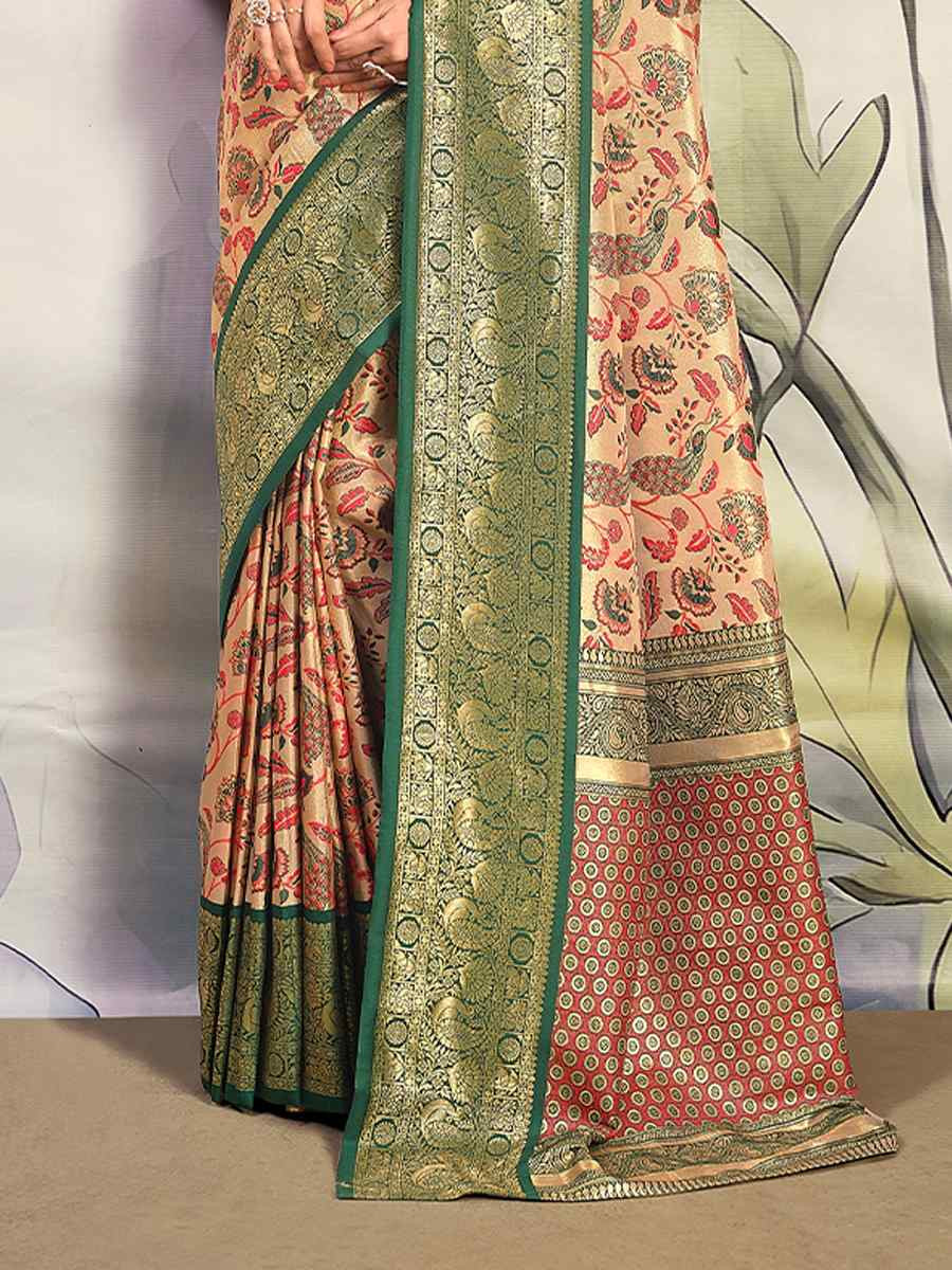 Multi Pure Dharmavaram Silk Handwoven Festival Wedding Heavy Border Saree