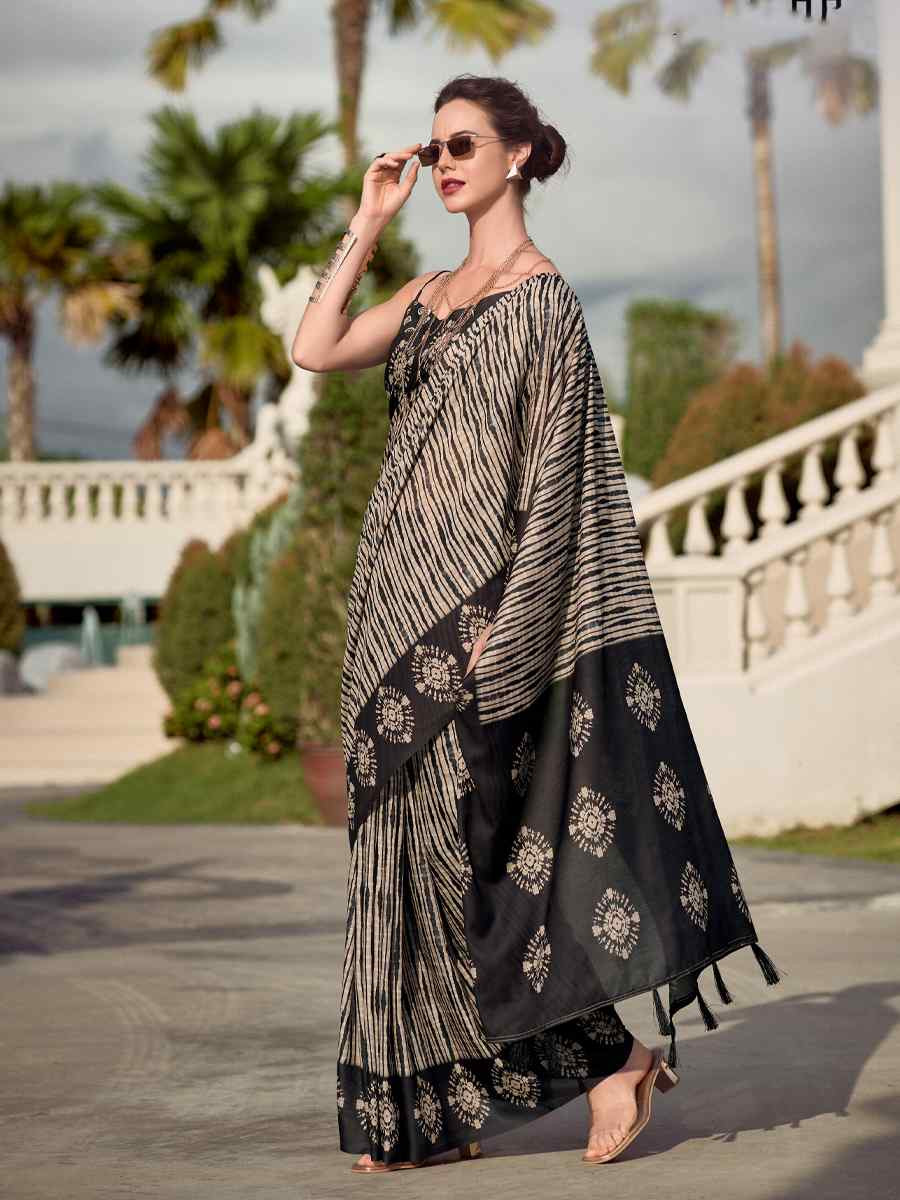 Multi Pure Mal Mal Silk Printed Festival Casual Contemporary Saree