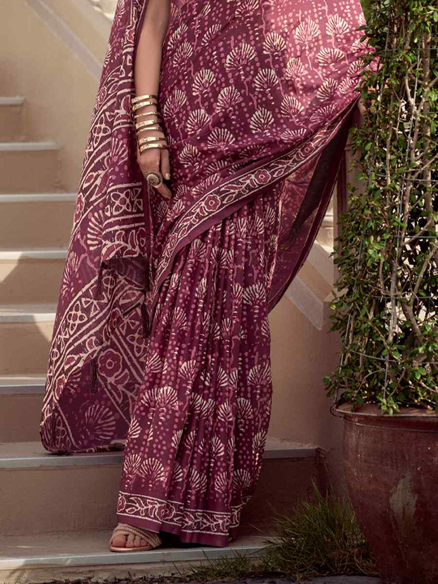 Multi Pure Mal Mal Silk Printed Festival Casual Contemporary Saree