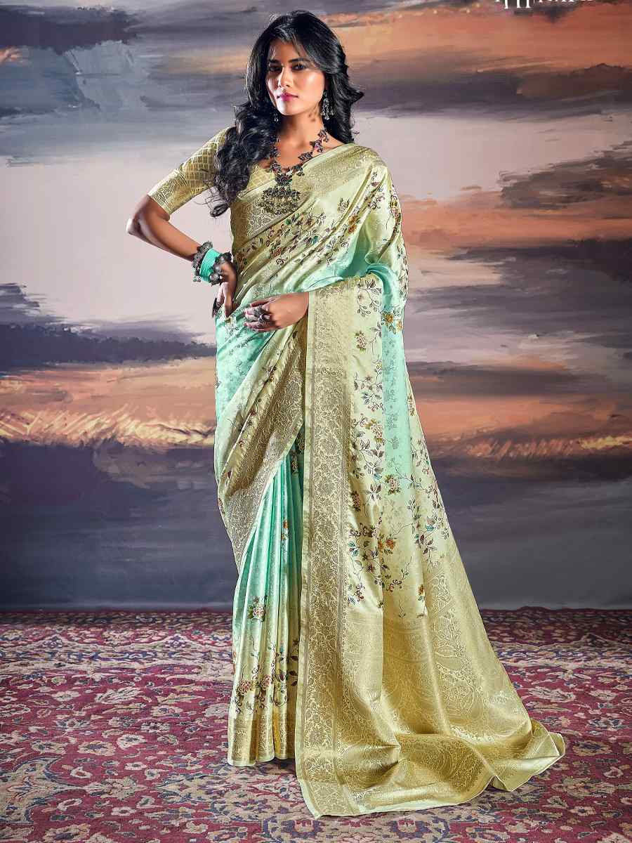 Multi Pure Satin Handwoven Festival Wedding Heavy Border Saree