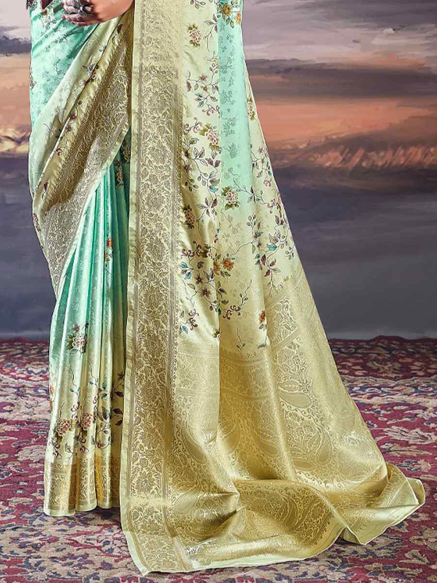 Multi Pure Satin Handwoven Festival Wedding Heavy Border Saree