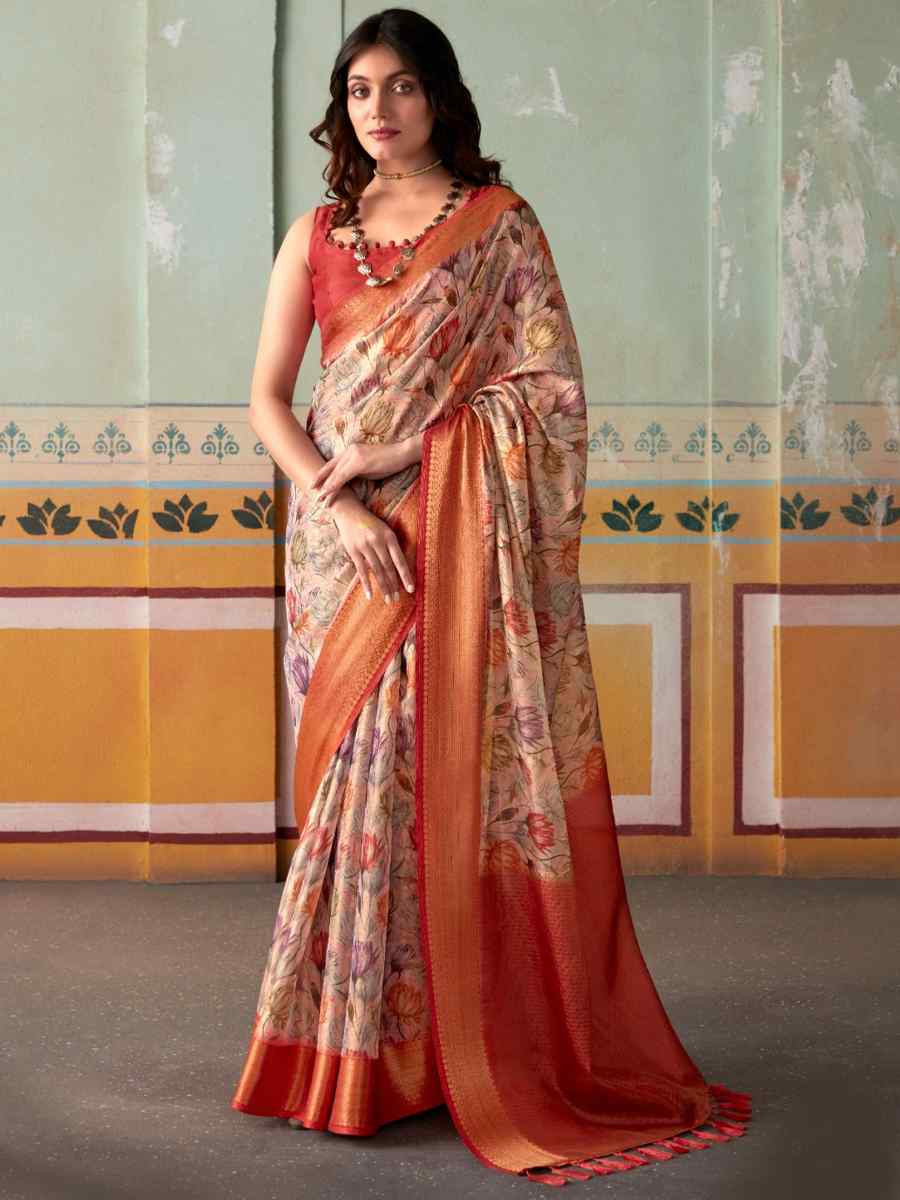 Multi Pure Satin Silk Handwoven Festival Wedding Heavy Border Saree