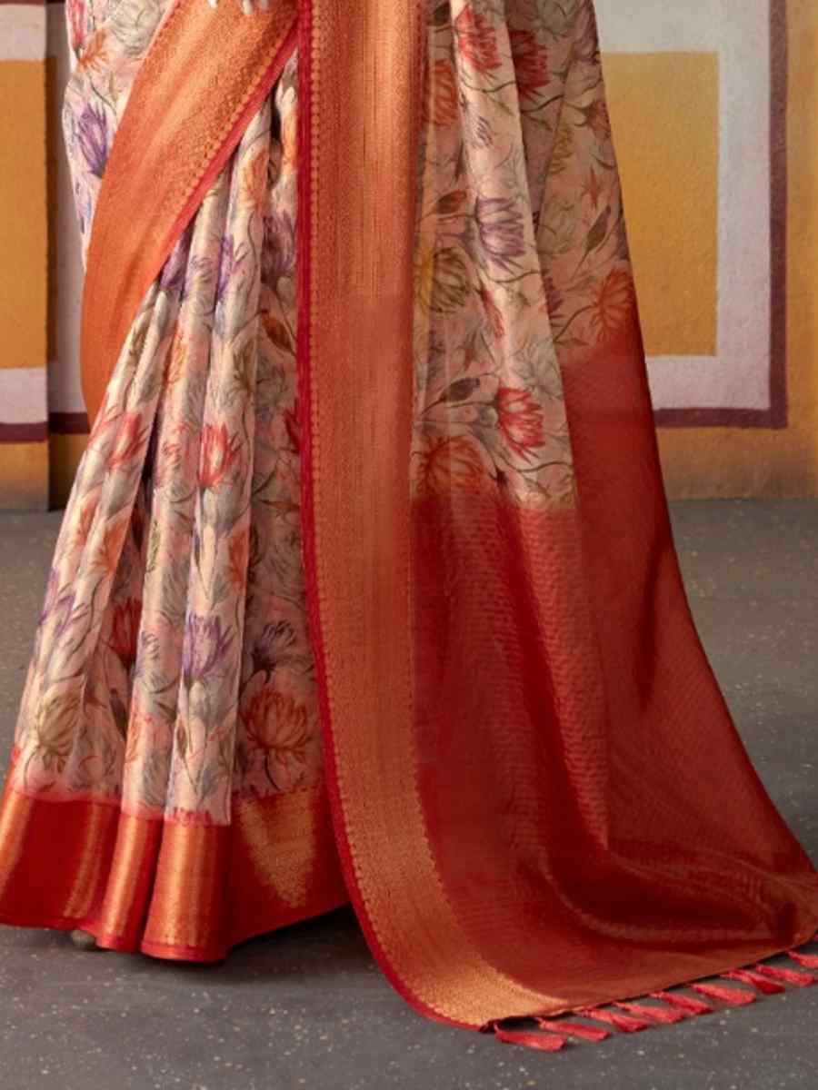 Multi Pure Satin Silk Handwoven Festival Wedding Heavy Border Saree