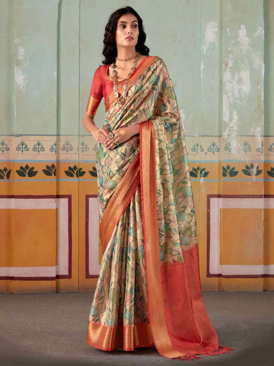 Multi Pure Satin Silk Handwoven Festival Wedding Heavy Border Saree