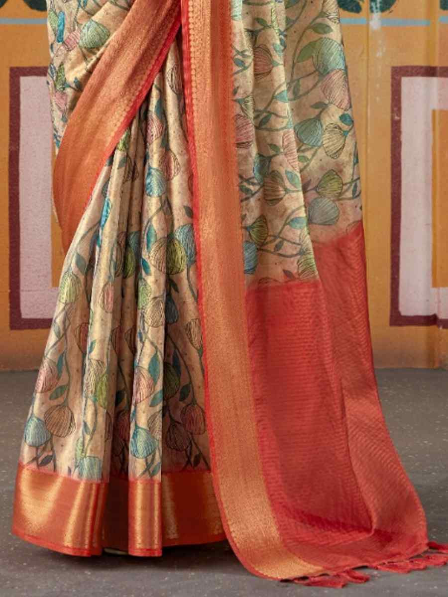 Multi Pure Satin Silk Handwoven Festival Wedding Heavy Border Saree