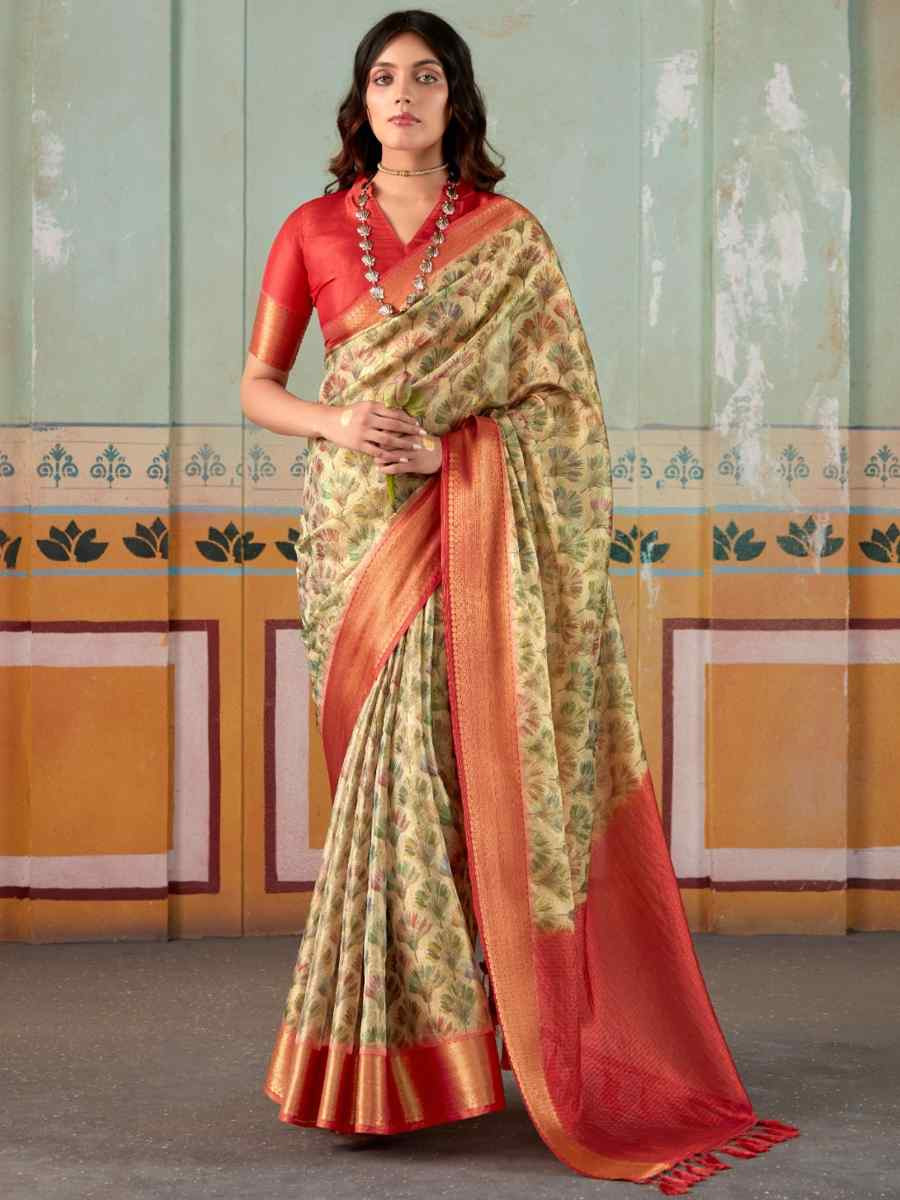 Multi Pure Satin Silk Handwoven Festival Wedding Heavy Border Saree