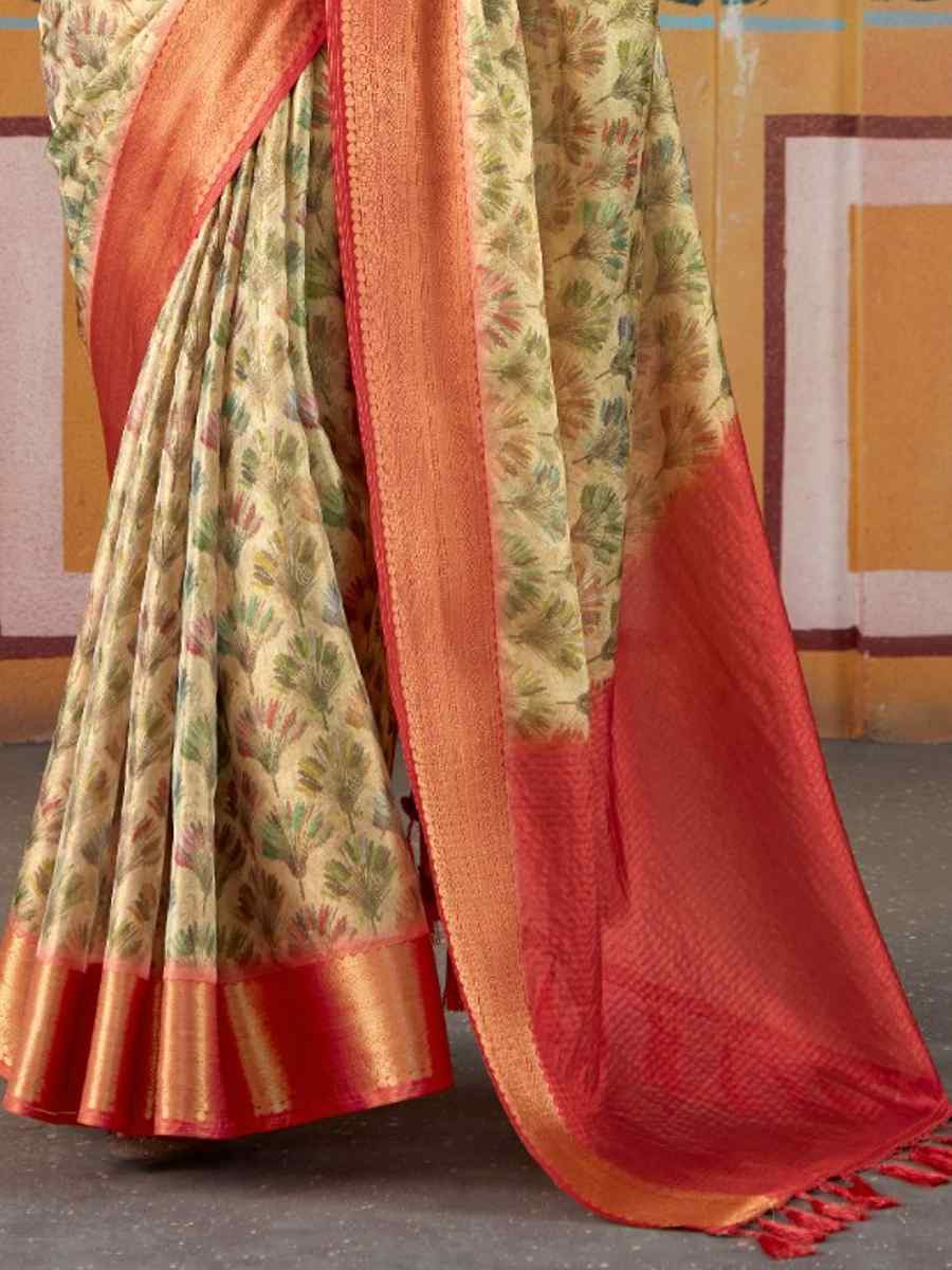 Multi Pure Satin Silk Handwoven Festival Wedding Heavy Border Saree