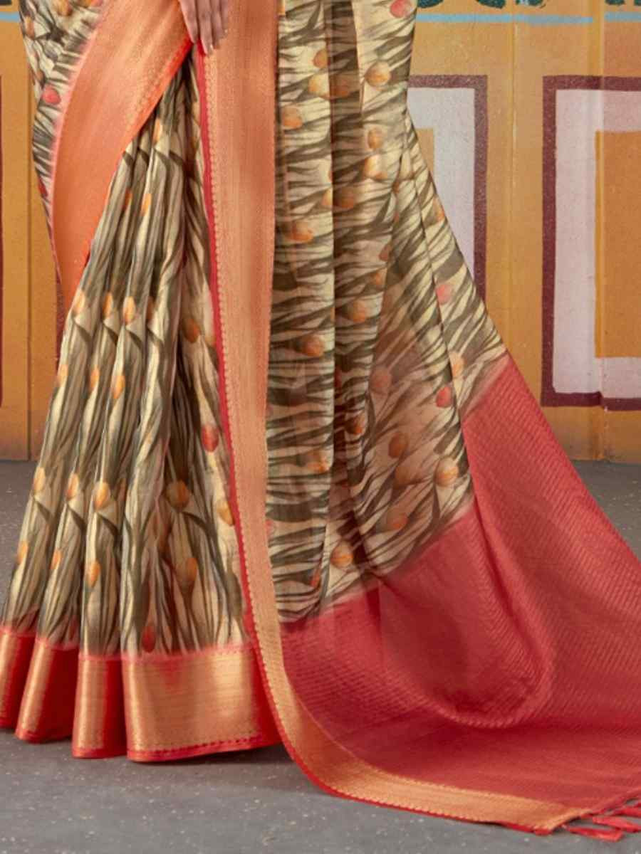 Multi Pure Satin Silk Handwoven Festival Wedding Heavy Border Saree