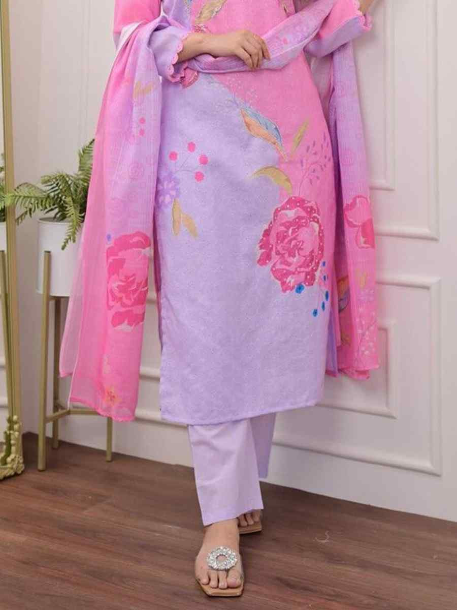 Multi Pure Shifli Linen Cotton Embroidered Festival Casual Ready Pant Salwar Kameez