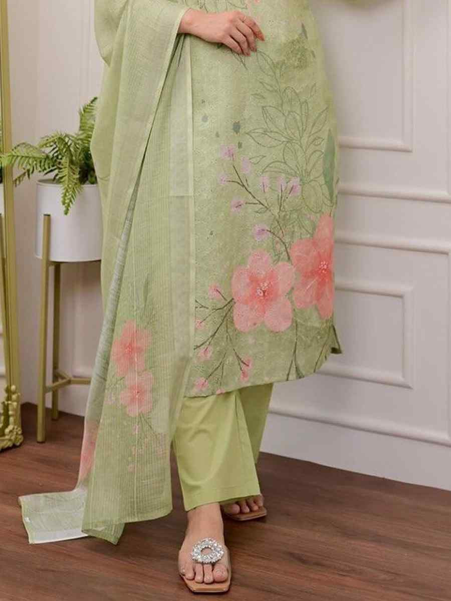 Multi Pure Shifli Linen Cotton Embroidered Festival Casual Ready Pant Salwar Kameez