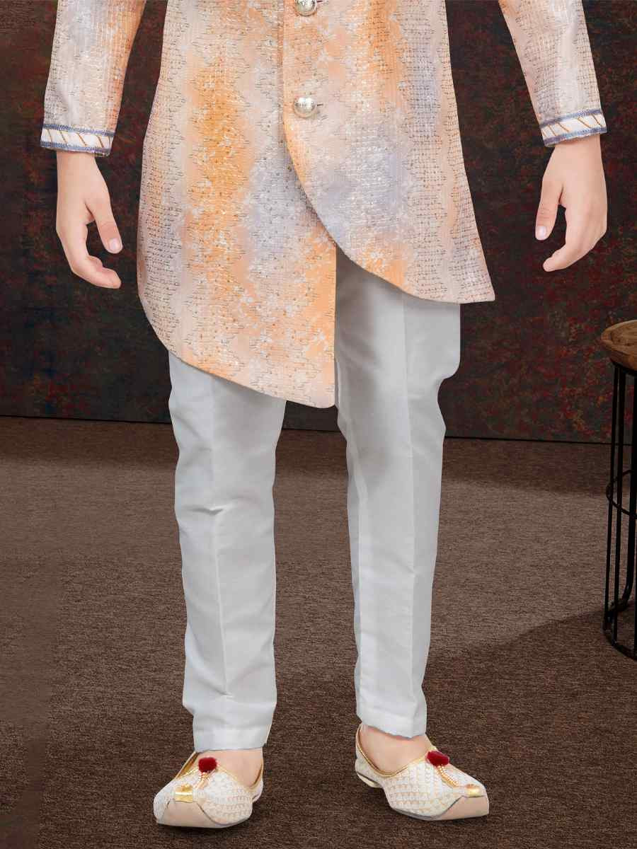 Multi Pure Silk Embroidered Festival Wedding Kurta Pyjama Boys Wear