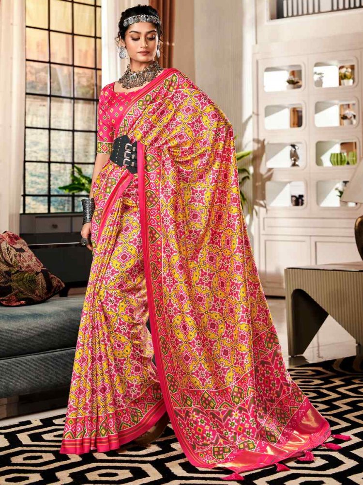 Multi Pure Tusser Patola Printed Festival Casual Contemporary Saree