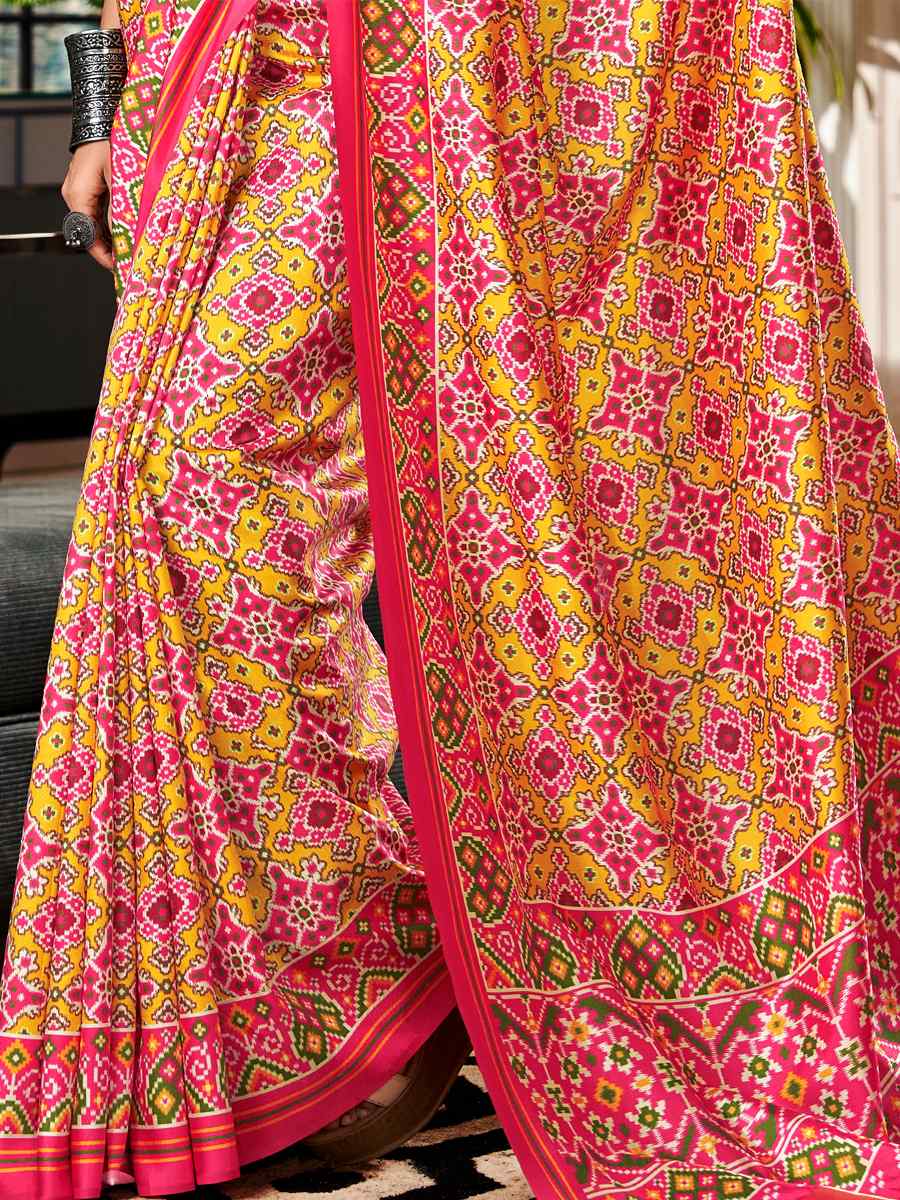 Multi Pure Tusser Patola Printed Festival Casual Contemporary Saree