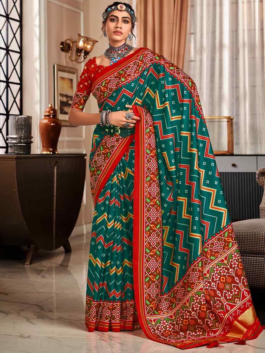 Multi Pure Tusser Patola Printed Festival Casual Contemporary Saree