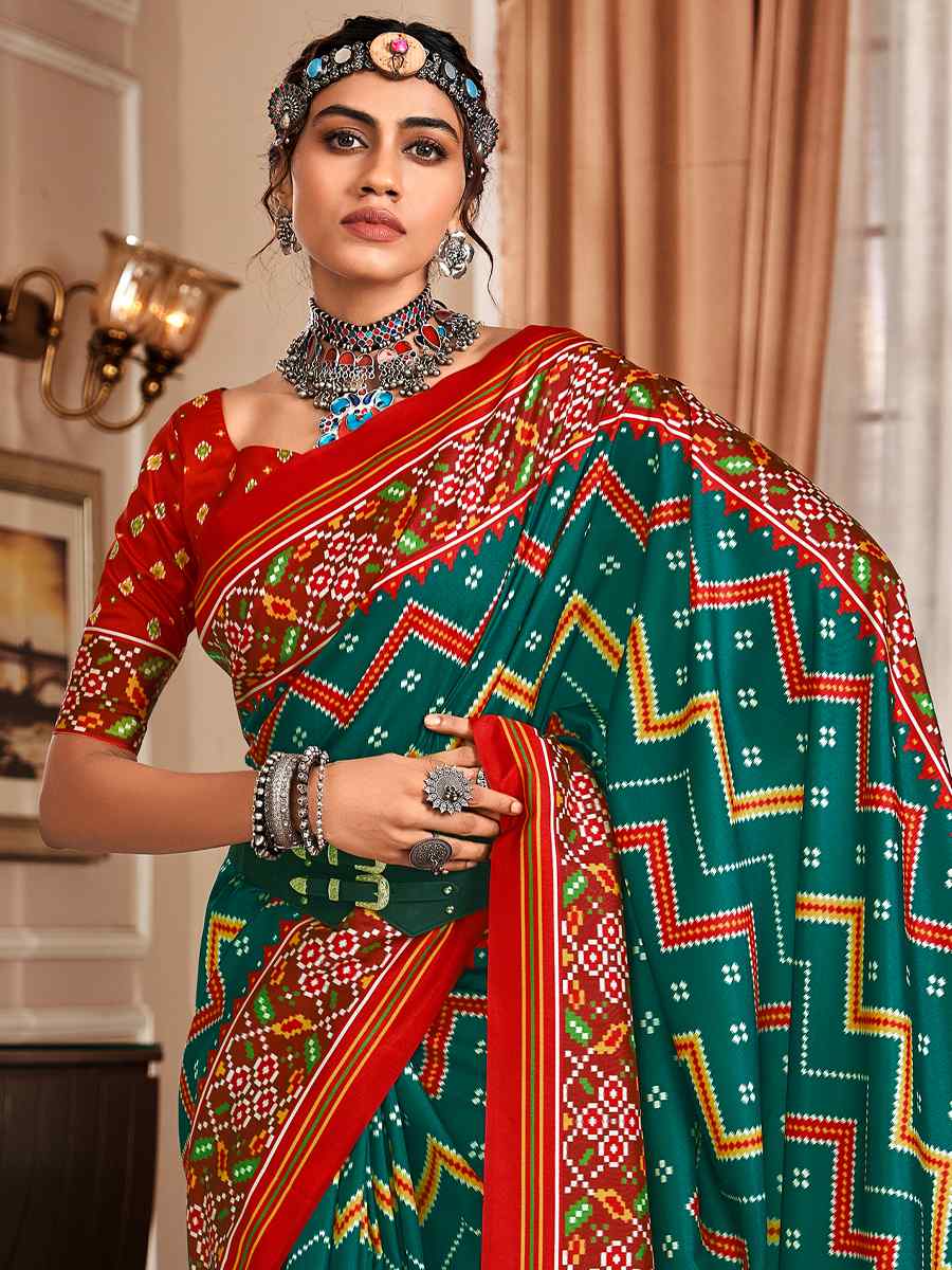 Multi Pure Tusser Patola Printed Festival Casual Contemporary Saree