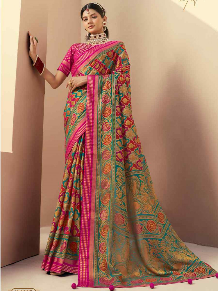 Multi P.V. Georgette Handwoven Casual Festival Classic Style Saree