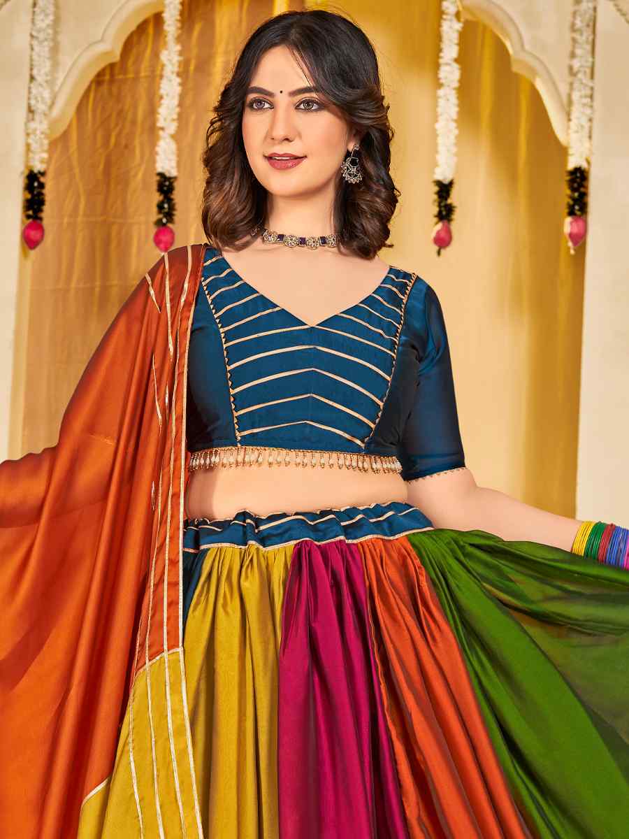 Multi Rangoli Silk Embroidery Reception Festival Heavy Border Lehenga Choli