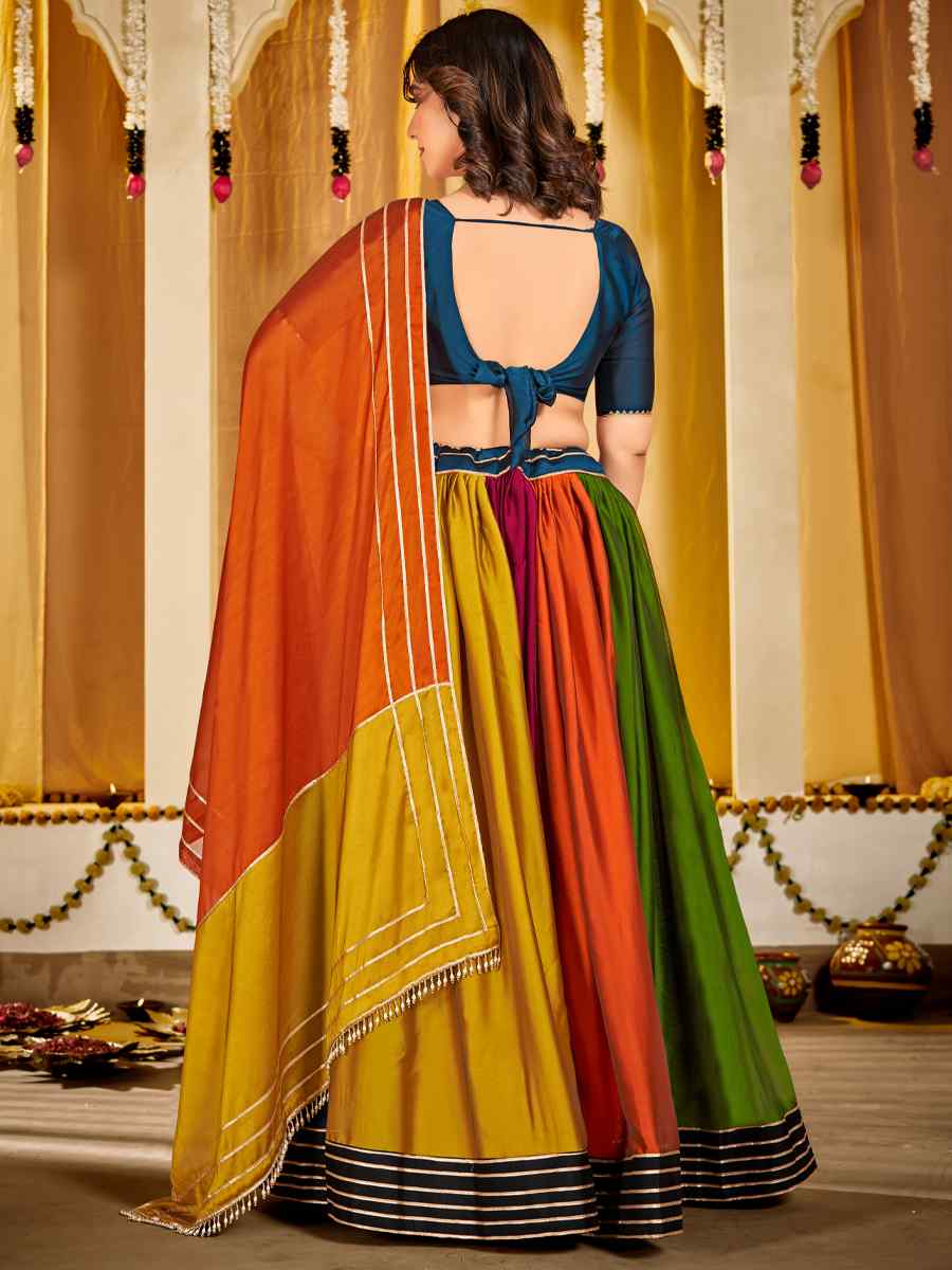 Multi Rangoli Silk Embroidery Reception Festival Heavy Border Lehenga Choli