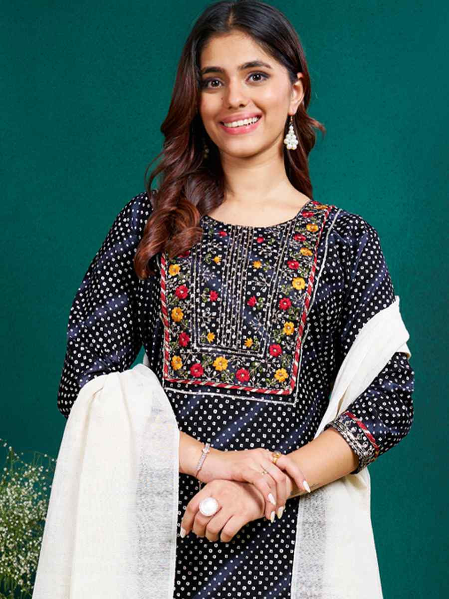 Multi Rayon Embroidered Festival Casual Pant Salwar Kameez