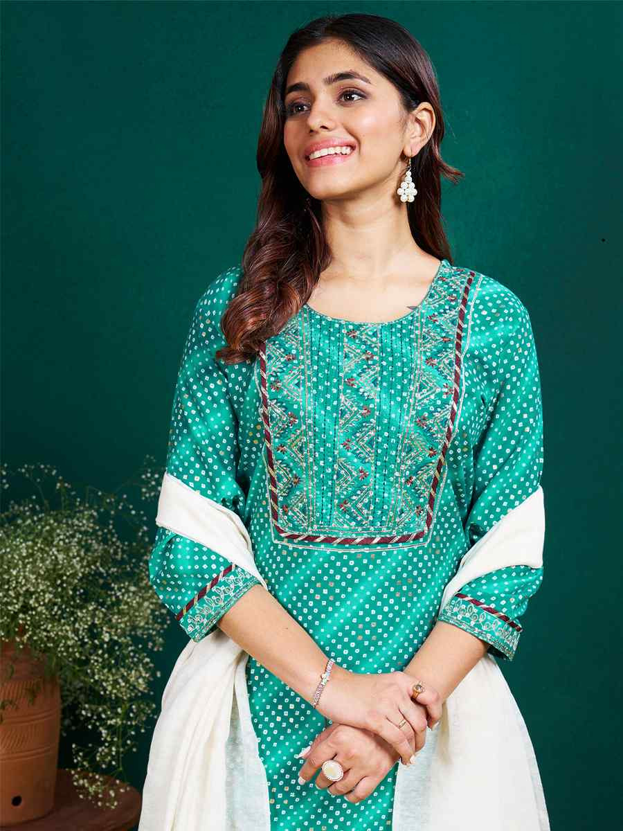 Multi Rayon Embroidered Festival Casual Pant Salwar Kameez