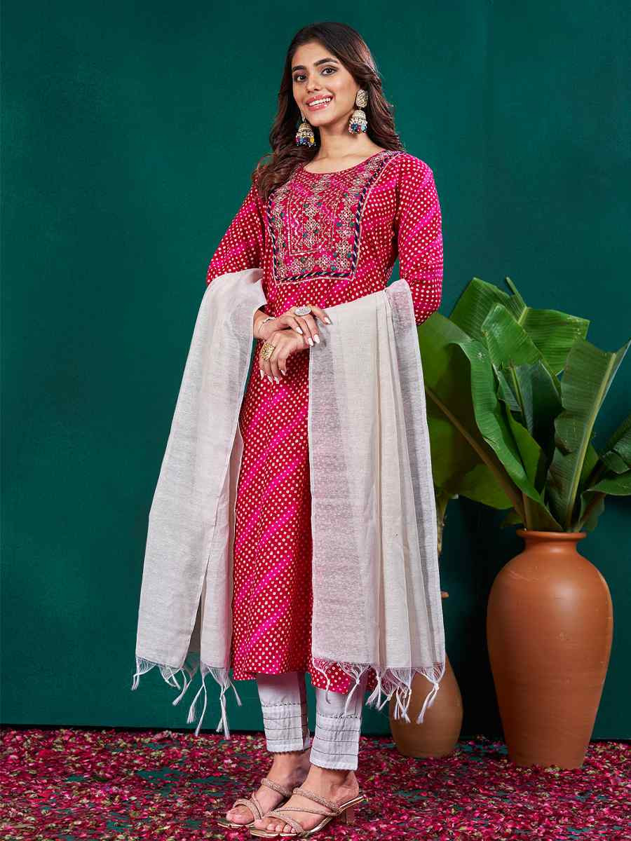 Multi Rayon Embroidered Festival Casual Pant Salwar Kameez