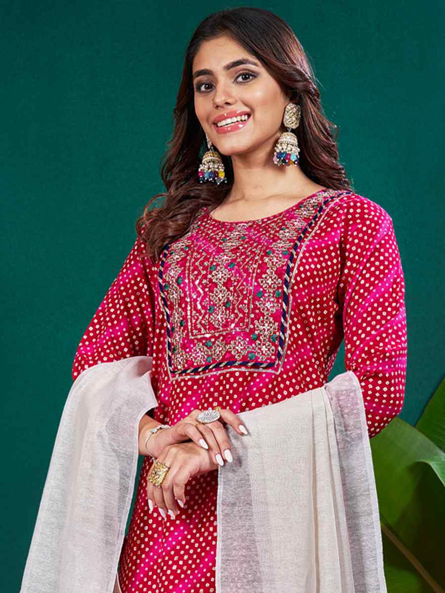 Multi Rayon Embroidered Festival Casual Pant Salwar Kameez