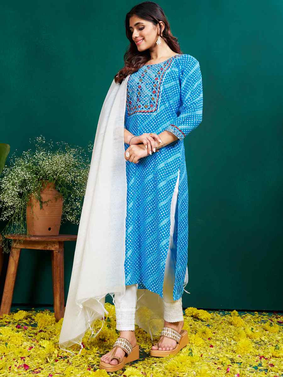 Multi Rayon Embroidered Festival Casual Pant Salwar Kameez