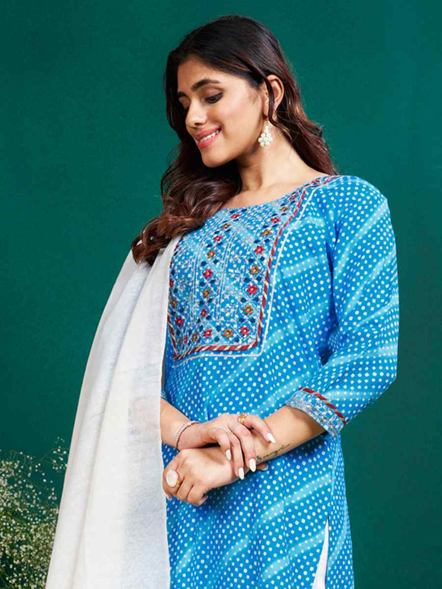 Multi Rayon Embroidered Festival Casual Pant Salwar Kameez