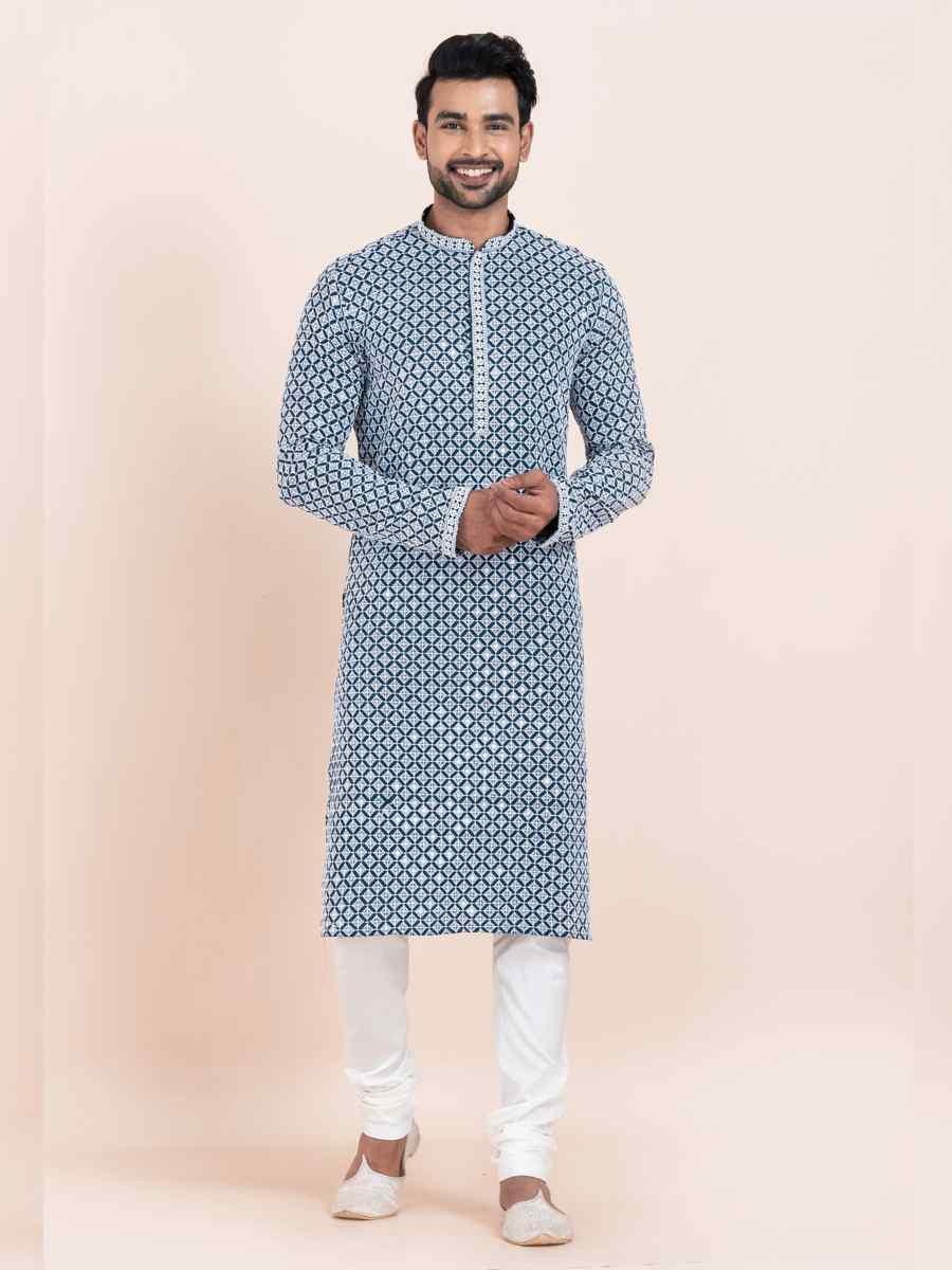 Multi Rayon Printed Festival Wedding Kurta Pyjama Men's Wear