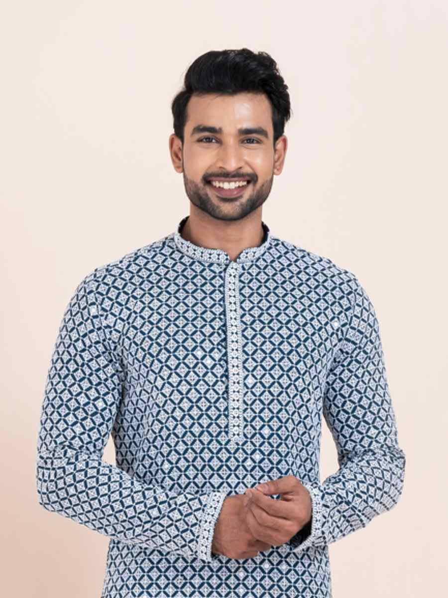 Multi Rayon Printed Festival Wedding Kurta Pyjama Men's Wear