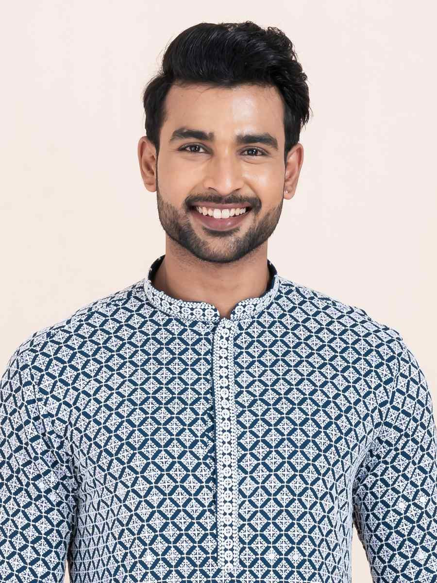 Multi Rayon Printed Festival Wedding Kurta Pyjama Men's Wear