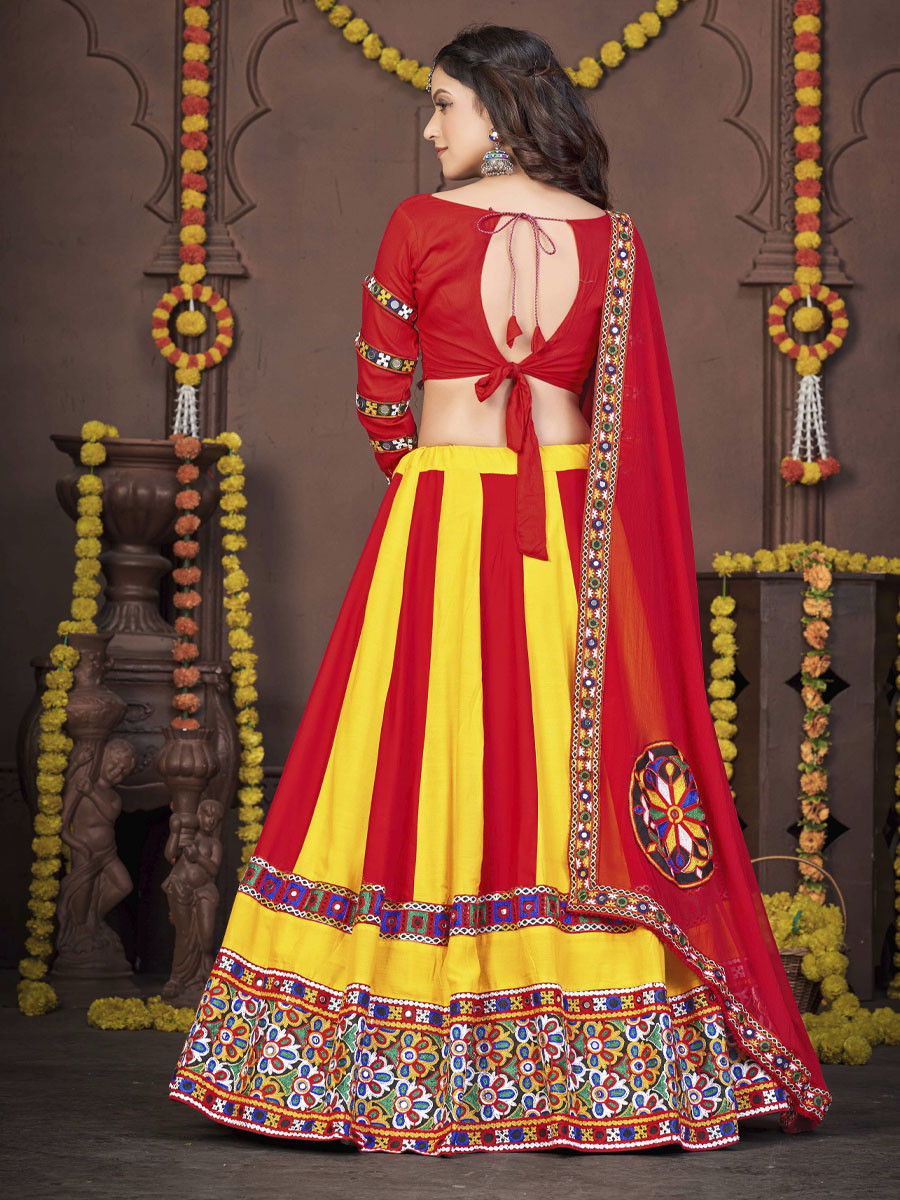 Multi Reyon Printed Festival Mehendi Circular Lehenga Choli