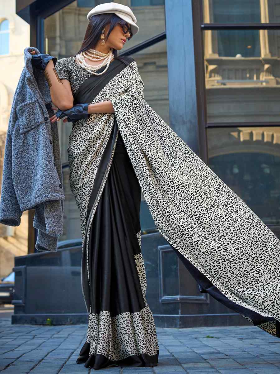 Multi Satin Crape Printed Casual Festival Contemporary Saree