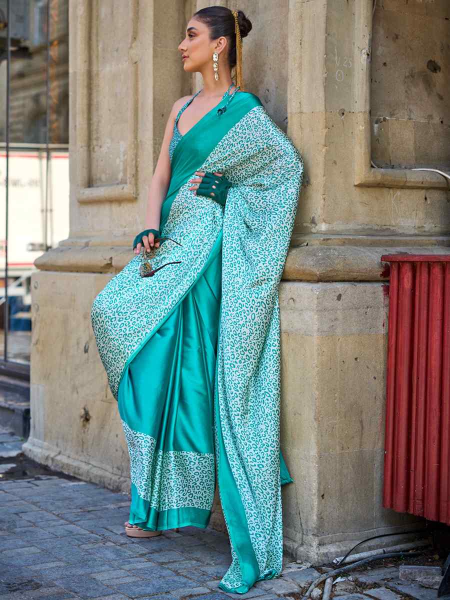 Multi Satin Crape Printed Casual Festival Contemporary Saree