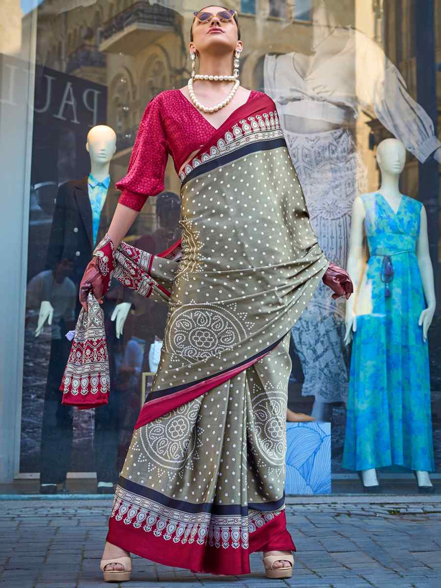 Multi Satin Crape Printed Casual Festival Contemporary Saree