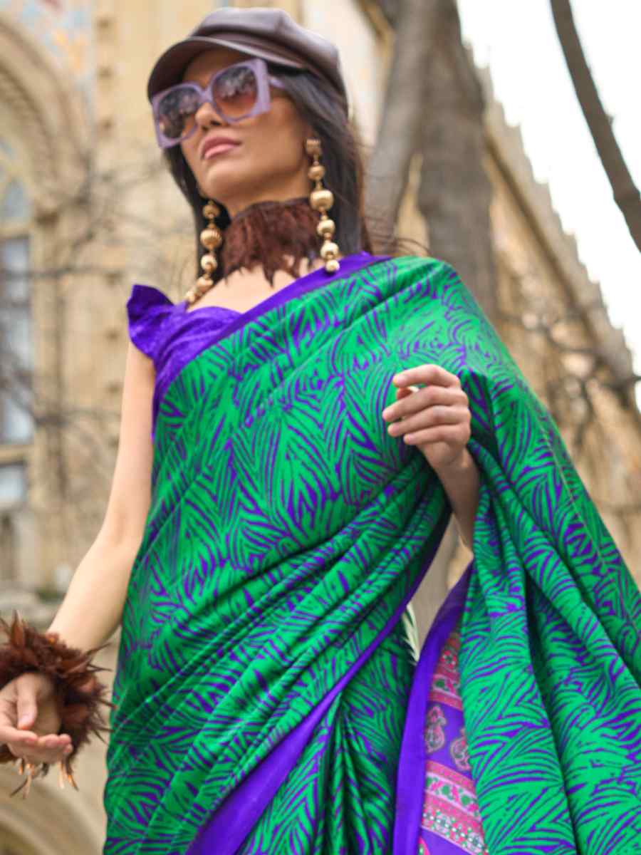 Multi Satin Crape Printed Casual Festival Contemporary Saree