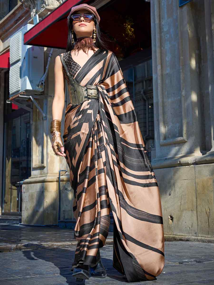 Multi Satin Crape Printed Casual Festival Contemporary Saree