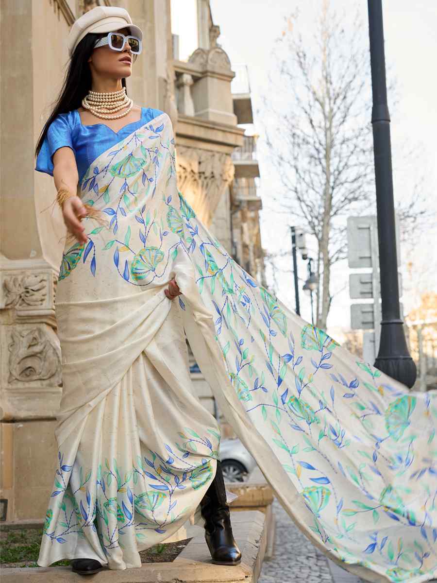 Multi Satin Crape Printed Casual Festival Contemporary Saree