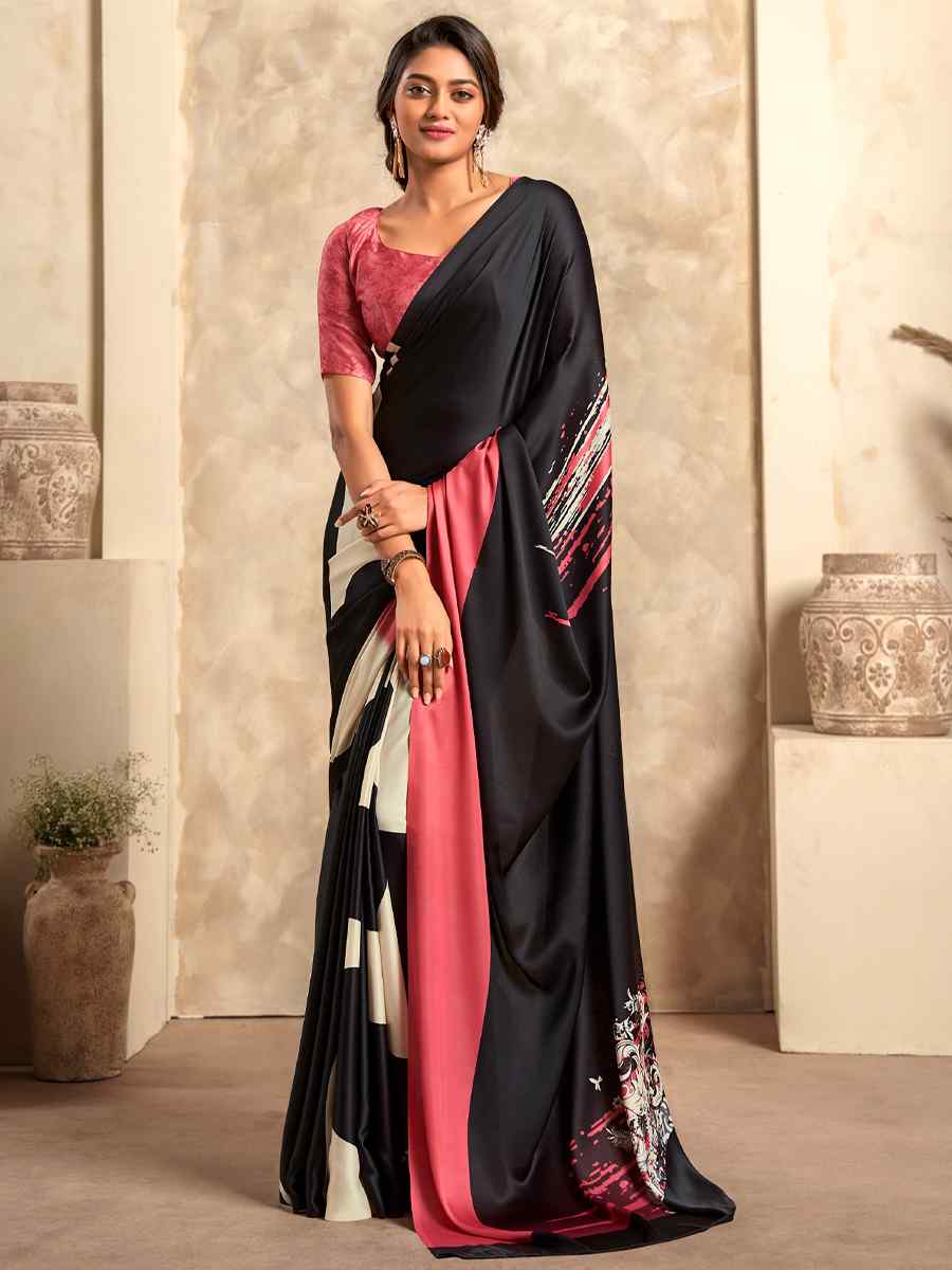 Multi Satin Crepe Printed Casual Festival Contemporary Saree