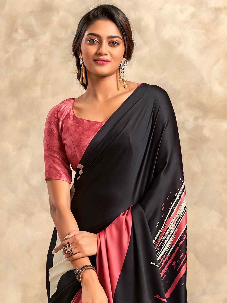 Multi Satin Crepe Printed Casual Festival Contemporary Saree