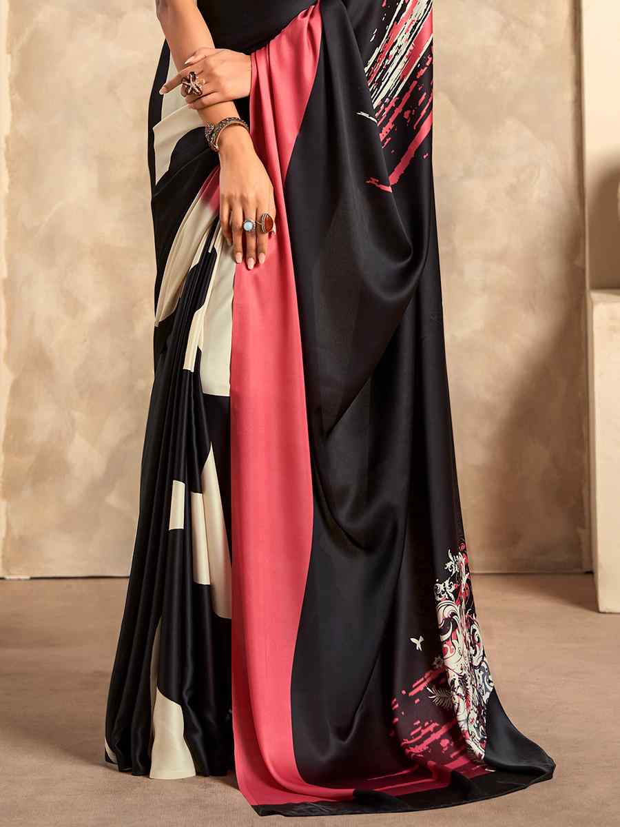 Multi Satin Crepe Printed Casual Festival Contemporary Saree