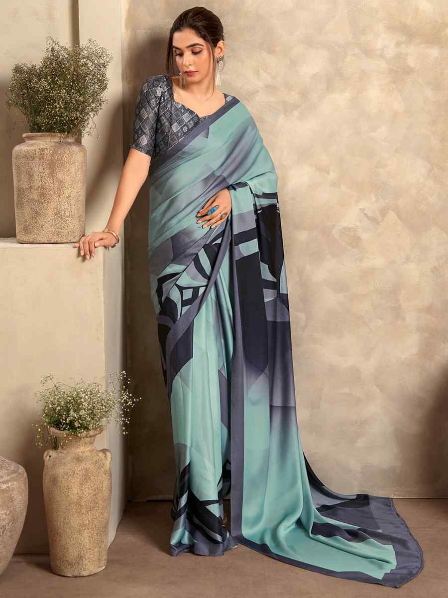 Multi Satin Crepe Printed Casual Festival Contemporary Saree