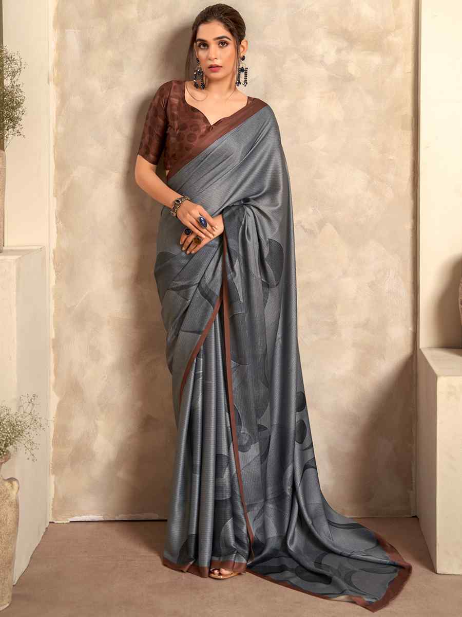 Multi Satin Crepe Printed Casual Festival Contemporary Saree